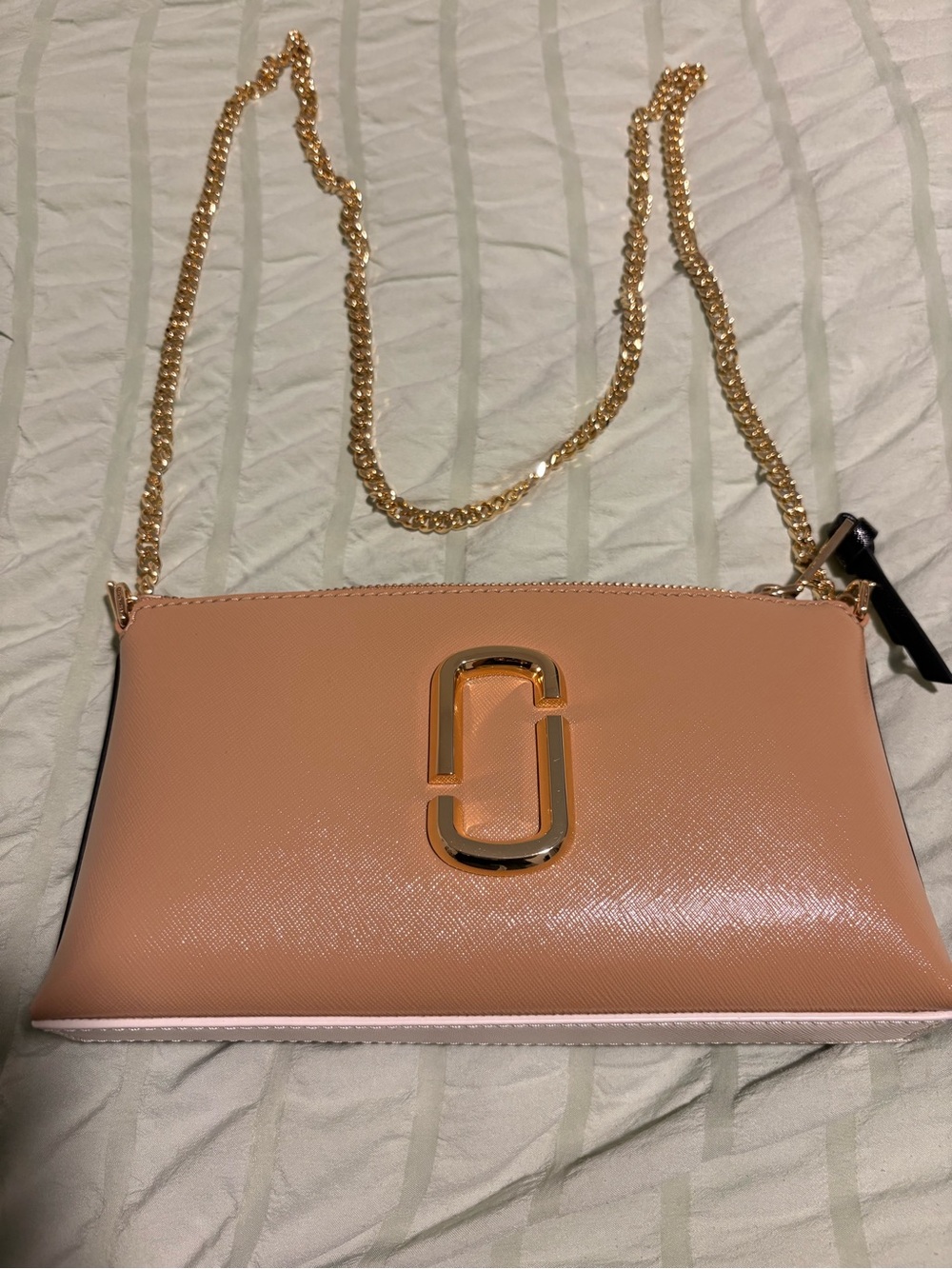 Marc Jacobs tan and white Leather Chain Shoulder Bag